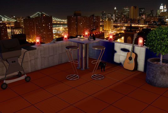 An outdoor bar area with DeckTop installed