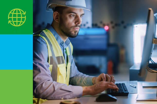 An LTR employee working at a computer